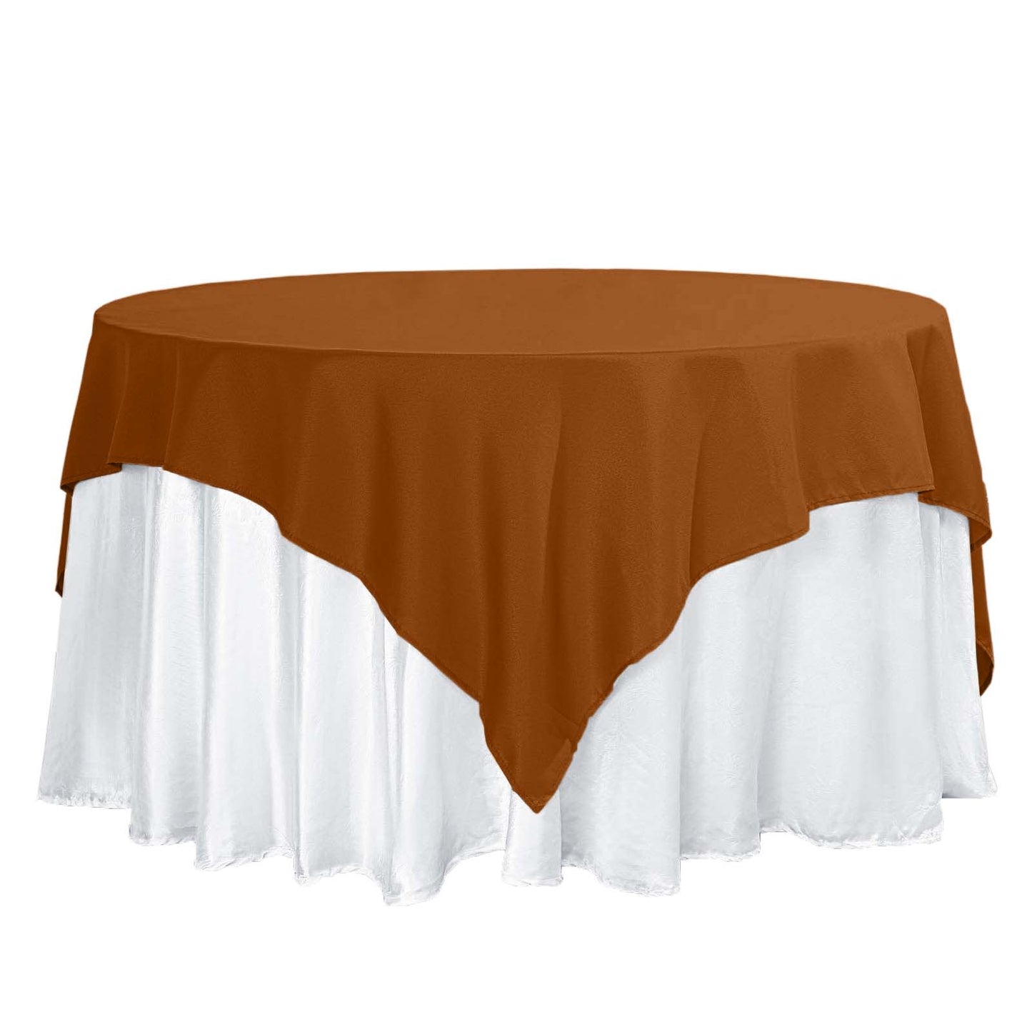 70"x70" Cinnamon Brown Seamless Polyester Square Table Overlay