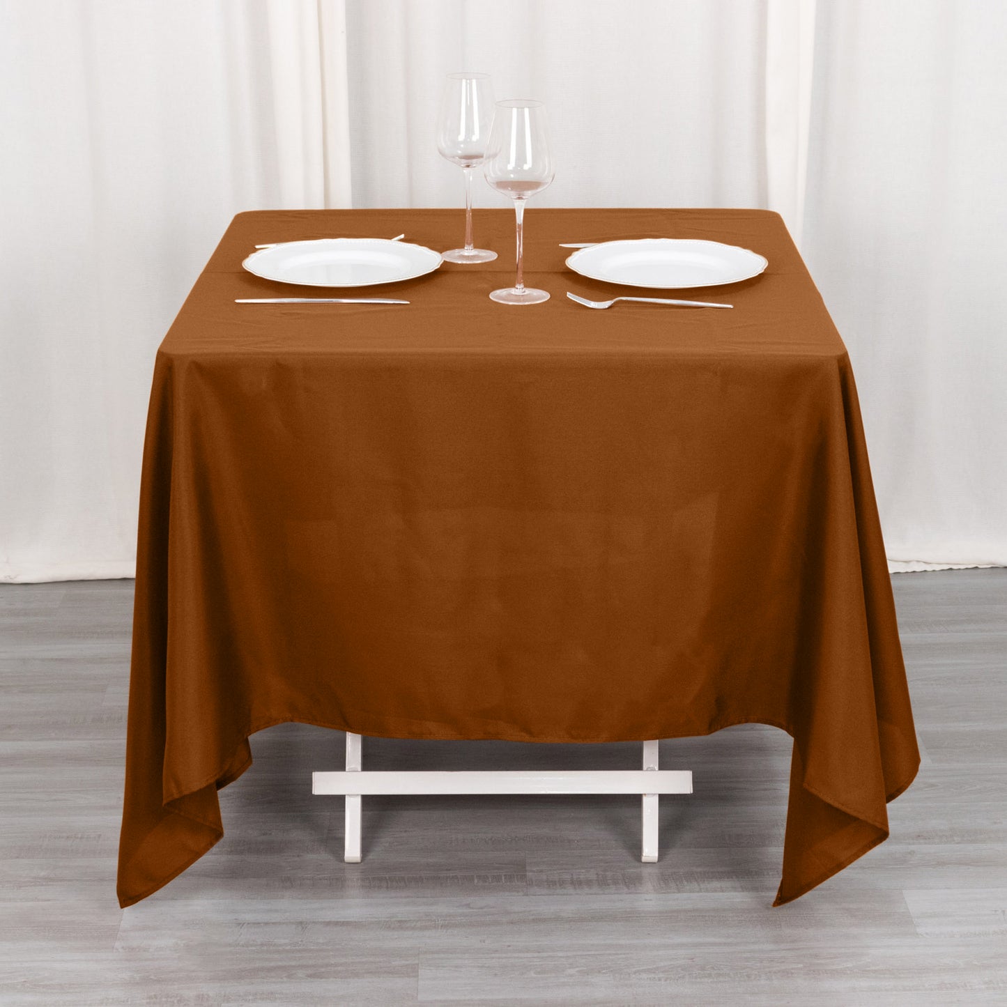 Cinnamon Brown Polyester Square Tablecloth 70"x70"