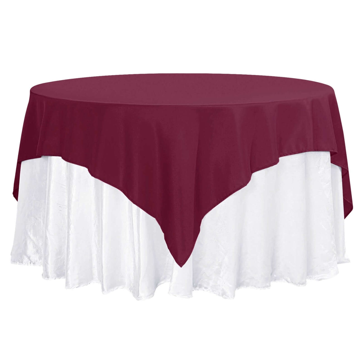 70"x70" Burgundy Premium Seamless Polyester Square Table Overlay - 220GSM