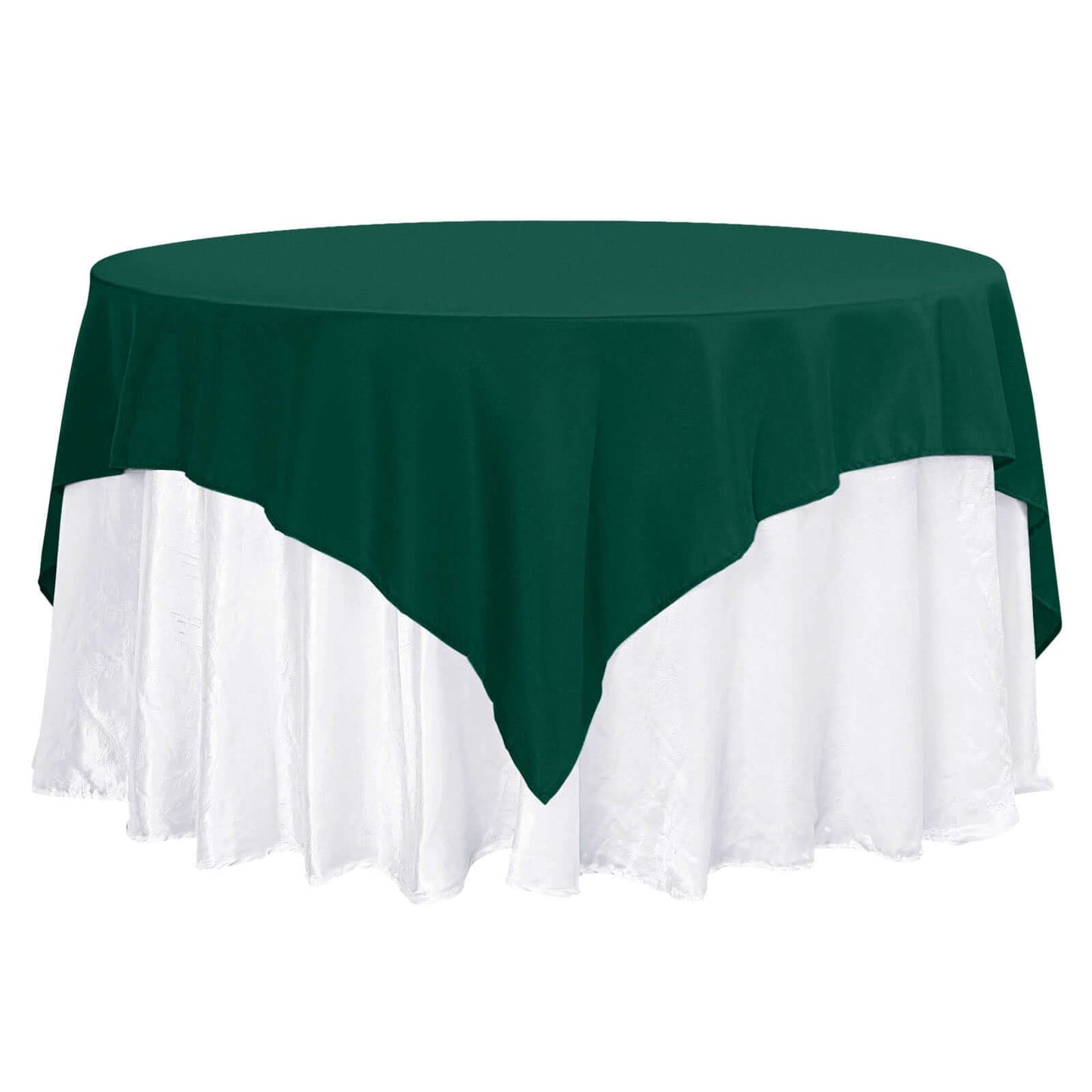 70"x70" Hunter Emerald Green Premium Seamless Polyester Square Table Overlay - 220GSM