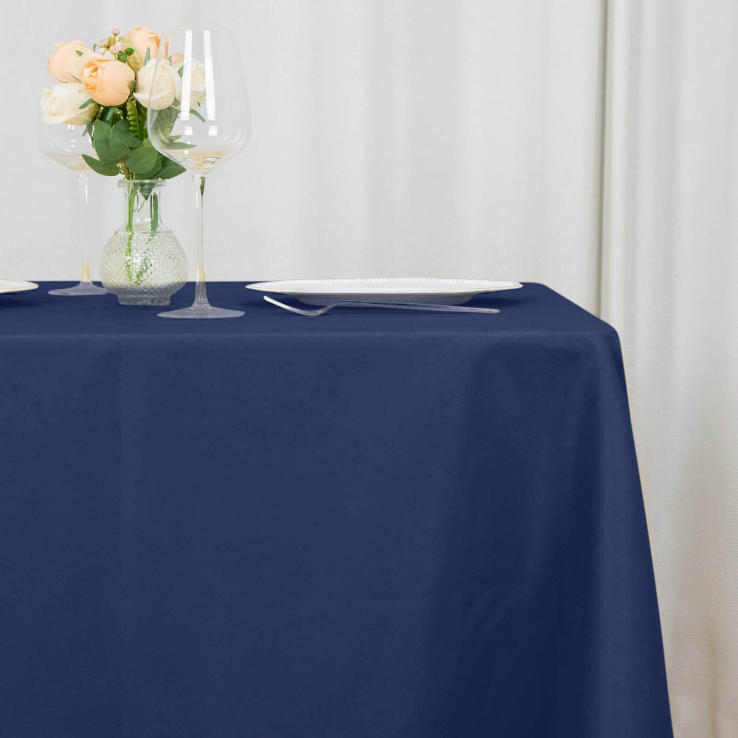 70"x70" Navy Blue Premium Seamless Polyester Square Table Overlay - 220GSM