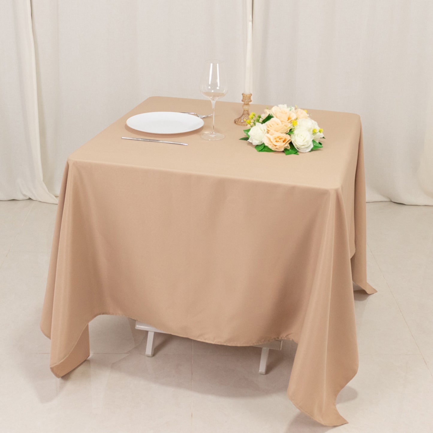 70"x70" Nude Premium Seamless Polyester Square Tablecloth - 220GSM