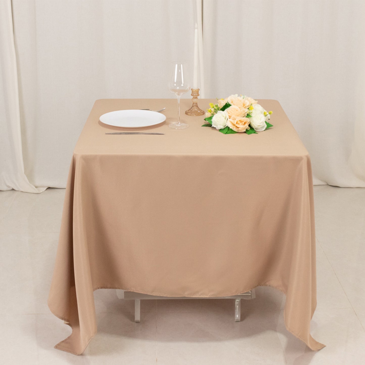 70"x70" Nude Premium Seamless Polyester Square Tablecloth - 220GSM