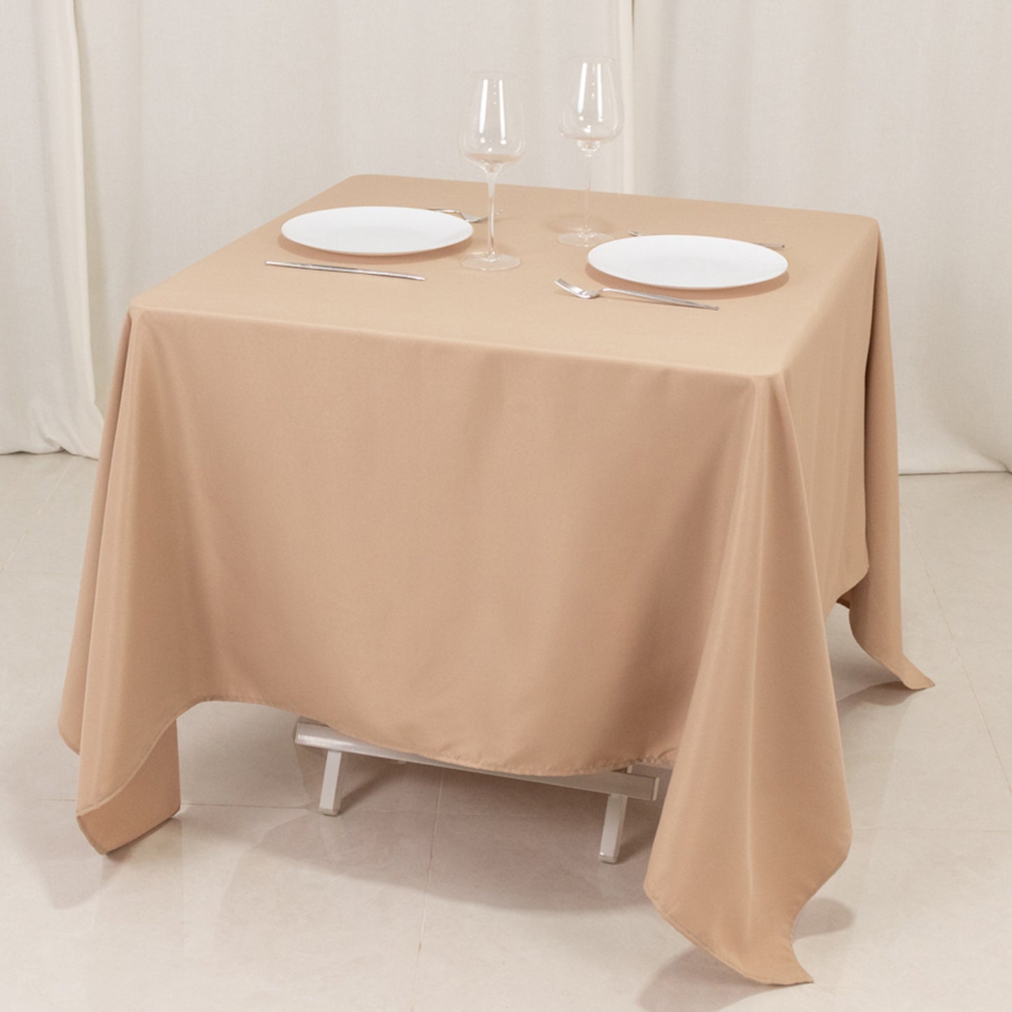 70"x70" Nude Premium Seamless Polyester Square Tablecloth - 220GSM