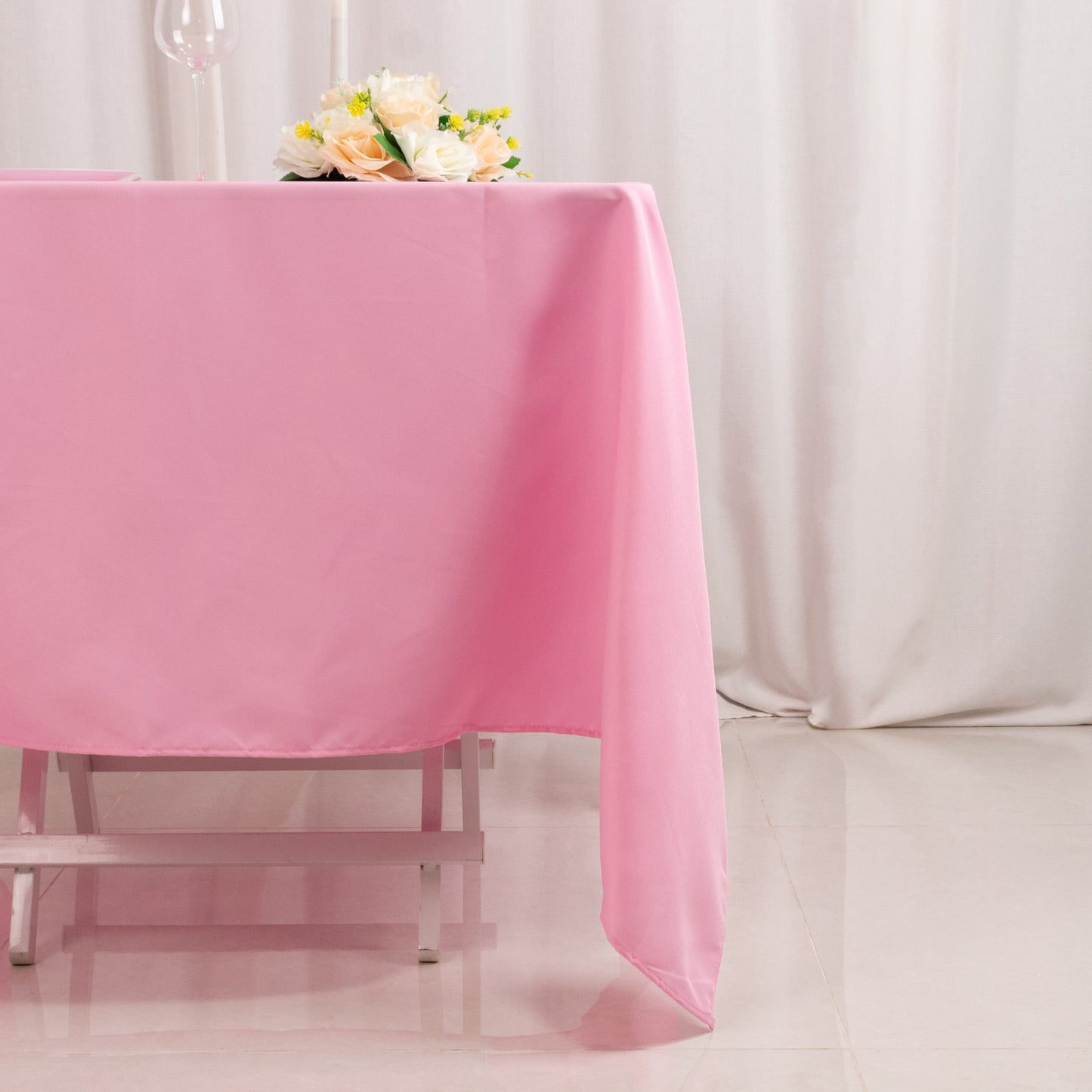 70"x70" Pink Premium Seamless Polyester Square Tablecloth - 220GSM