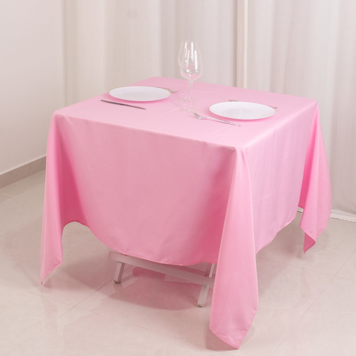 70"x70" Pink Premium Seamless Polyester Square Tablecloth - 220GSM