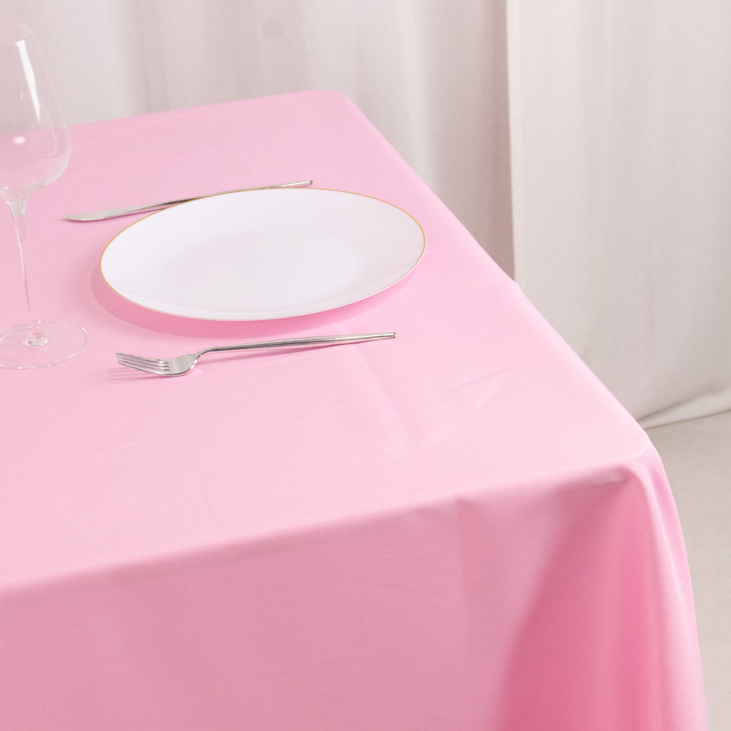 70"x70" Pink Premium Seamless Polyester Square Table Overlay - 220GSM
