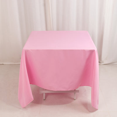 Premium Pink Polyester Square Tablecloth