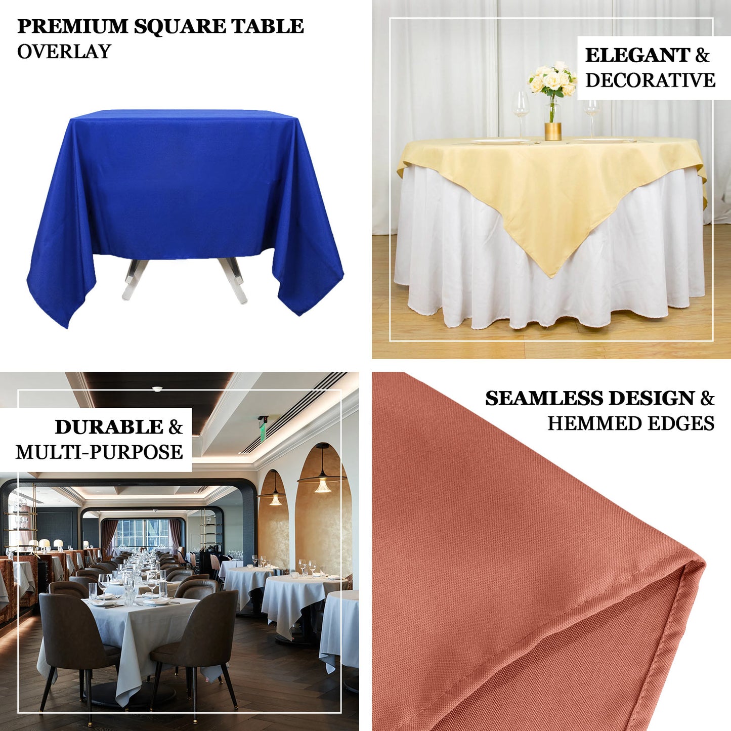 54" Beige Seamless Premium Polyester Square Table Overlay - 220GSM