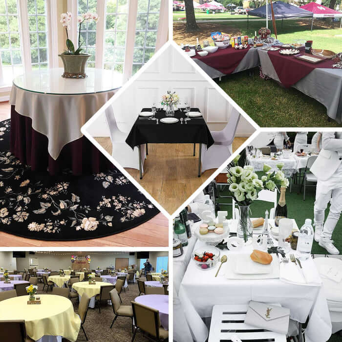 70"x70" Red Premium Seamless Polyester Square Table Overlay - 220GSM