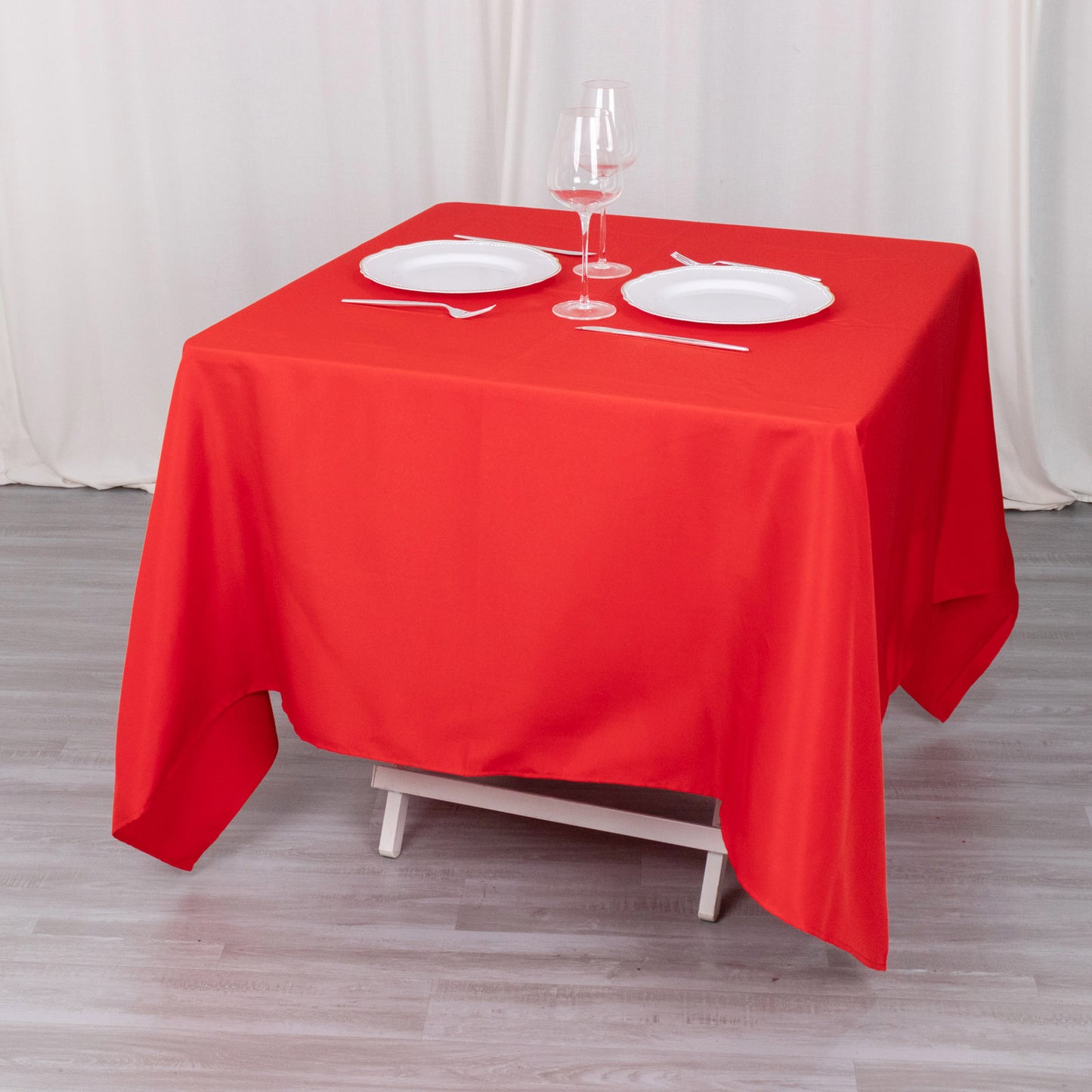 70"x70" Red Premium Seamless Polyester Square Table Overlay - 220GSM