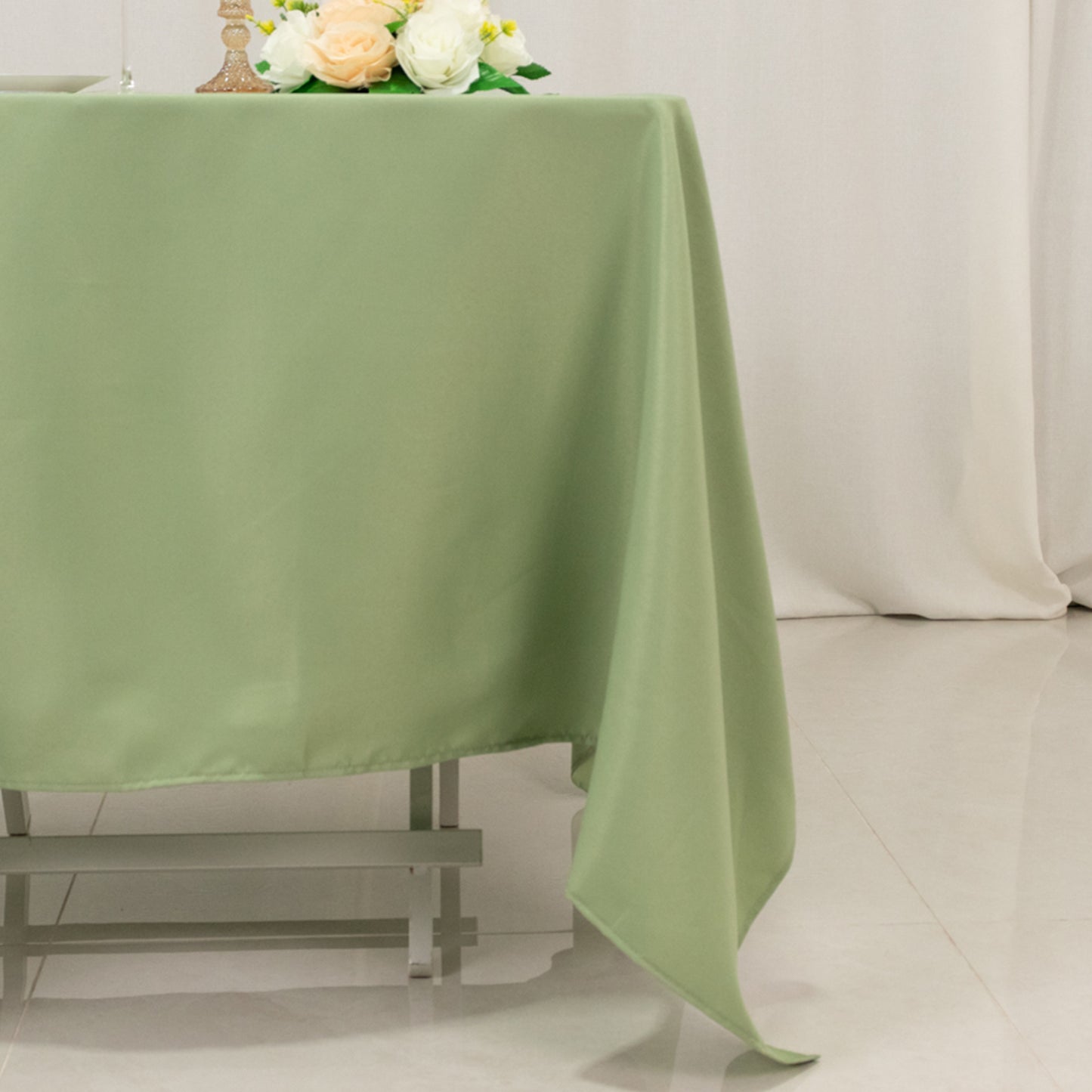 70"x70" Sage Green Premium Seamless Polyester Square Tablecloth - 220GSM