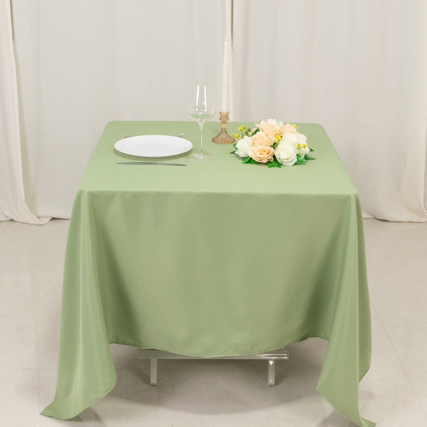 70"x70" Sage Green Premium Seamless Polyester Square Tablecloth - 220GSM