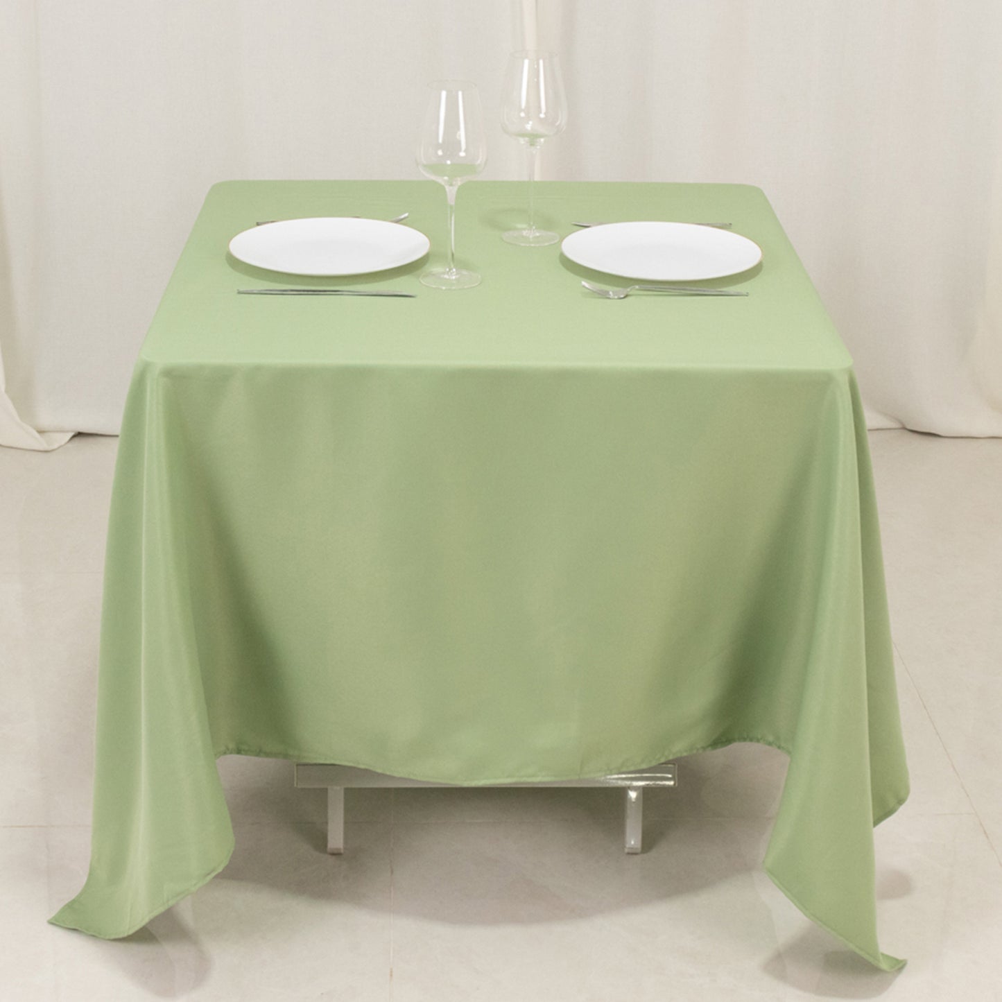 70"x70" Sage Green Premium Seamless Polyester Square Tablecloth - 220GSM