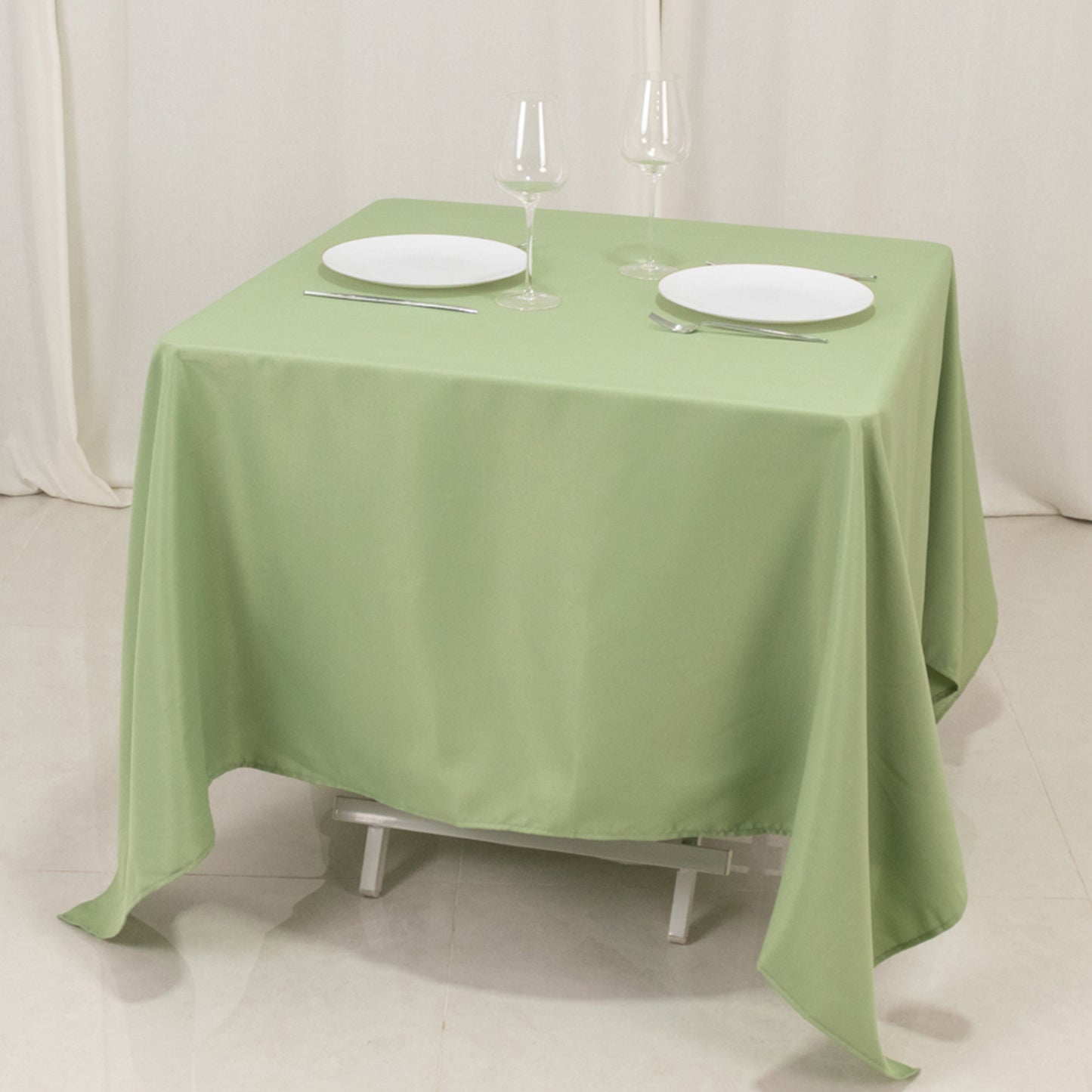 70"x70" Sage Green Premium Seamless Polyester Square Tablecloth - 220GSM