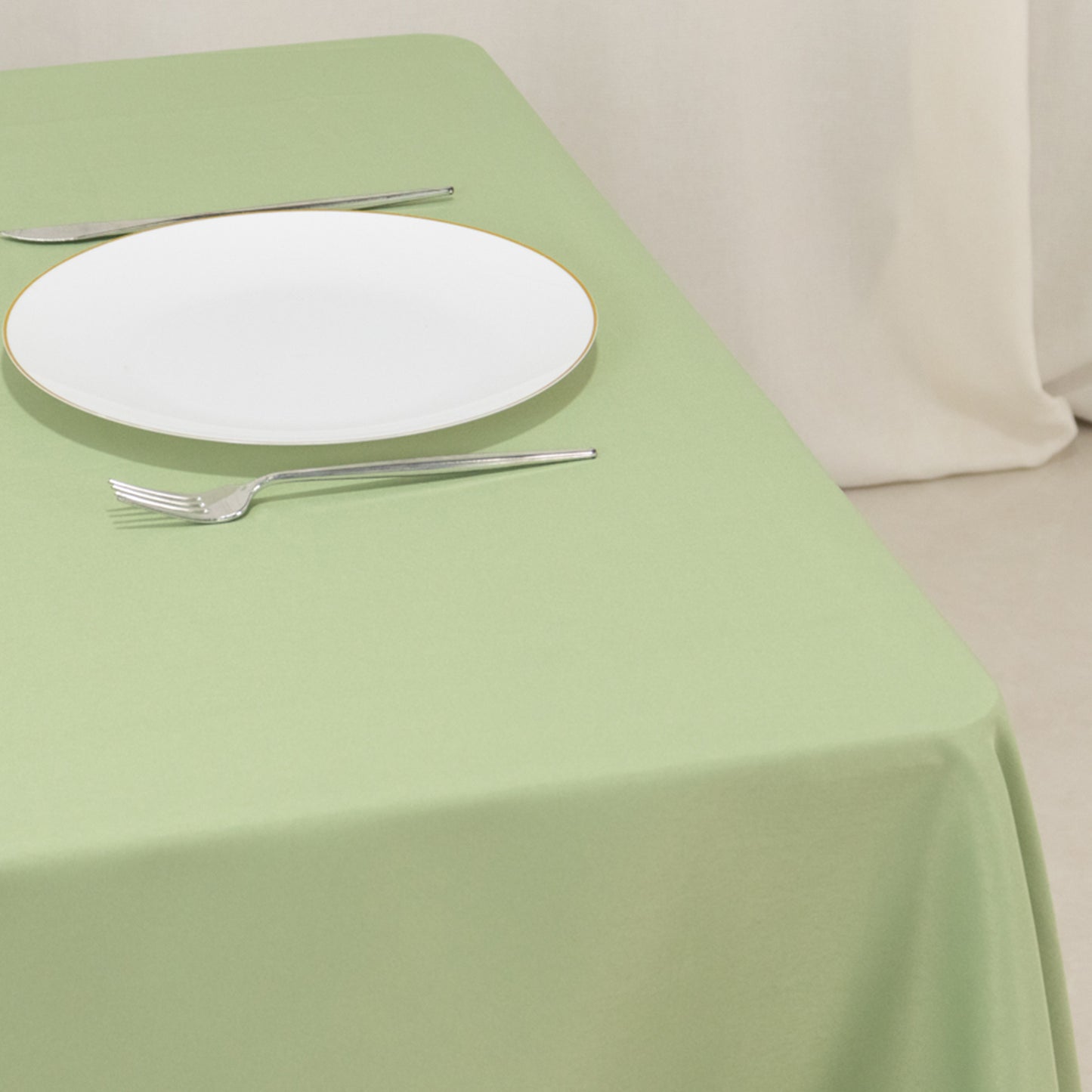 70"x70" Sage Green Premium Seamless Polyester Square Table Overlay - 220GSM