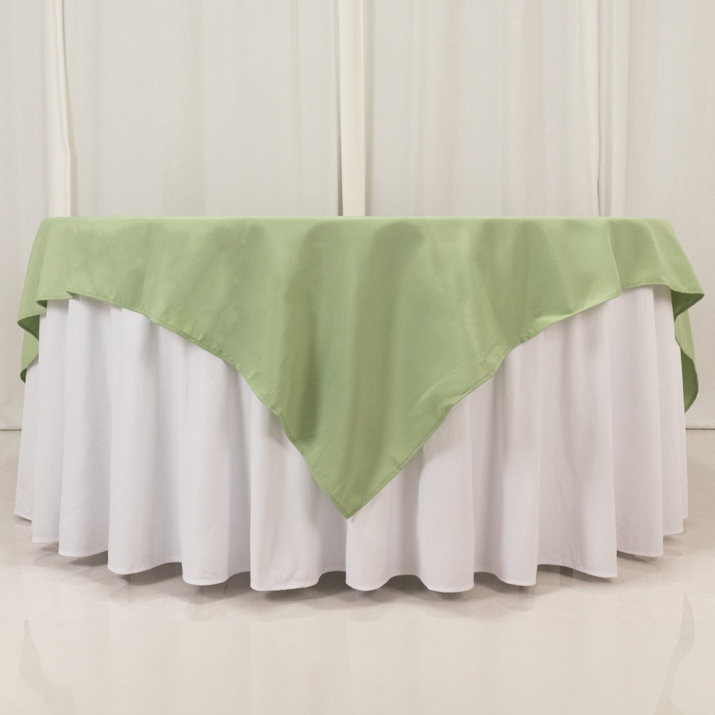 70"x70" Sage Green Premium Seamless Polyester Square Table Overlay - 220GSM