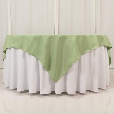 Seamless Sage Green Premium Polyester Square Table Overlay