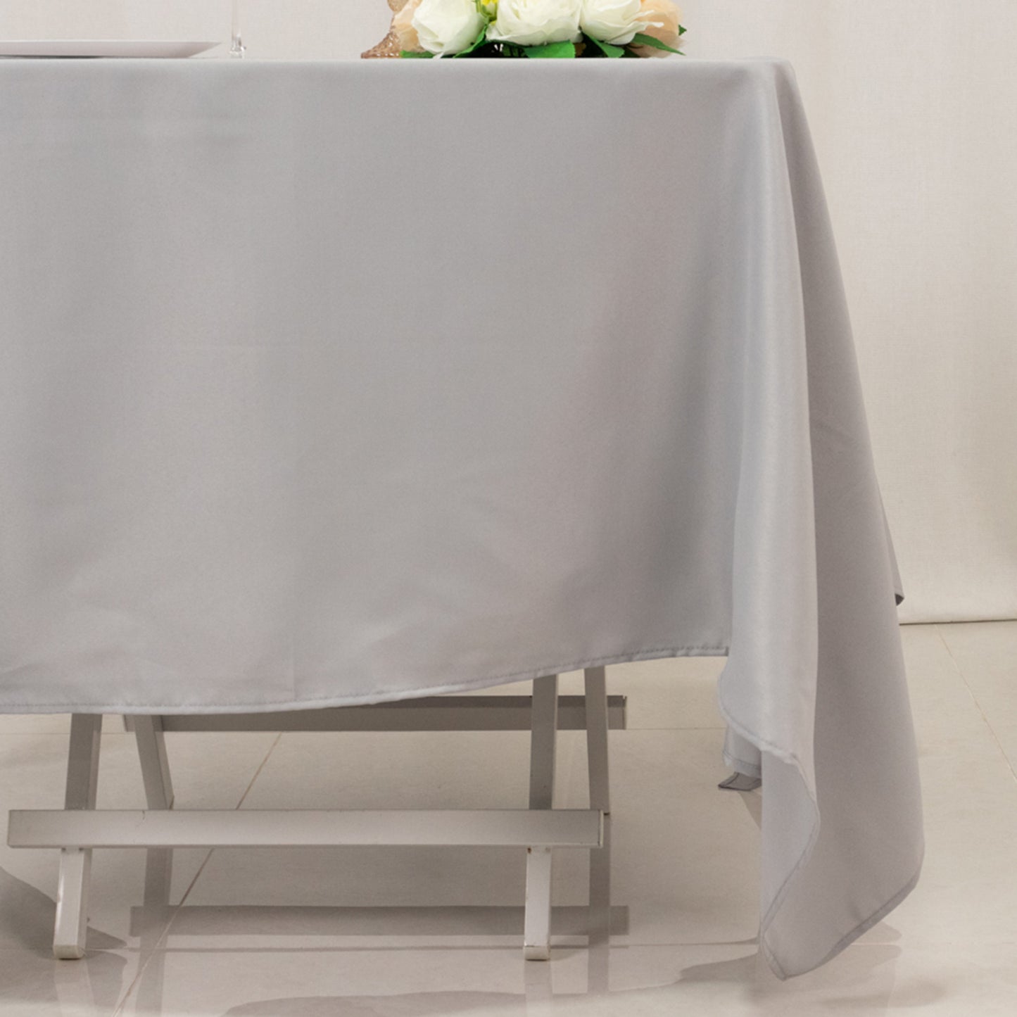 70"x70" Silver Premium Seamless Polyester Square Tablecloth - 220GSM