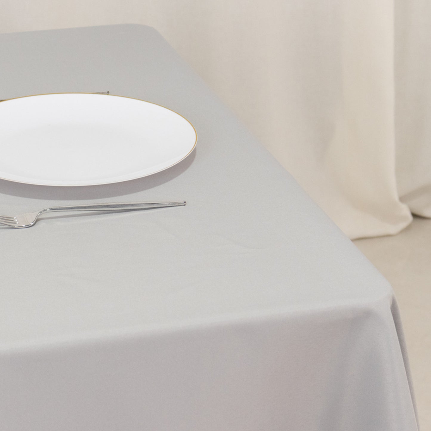 70"x70" Silver Premium Seamless Polyester Square Tablecloth - 220GSM