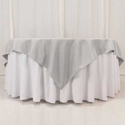 Seamless Silver Premium Polyester Square Table Overlay