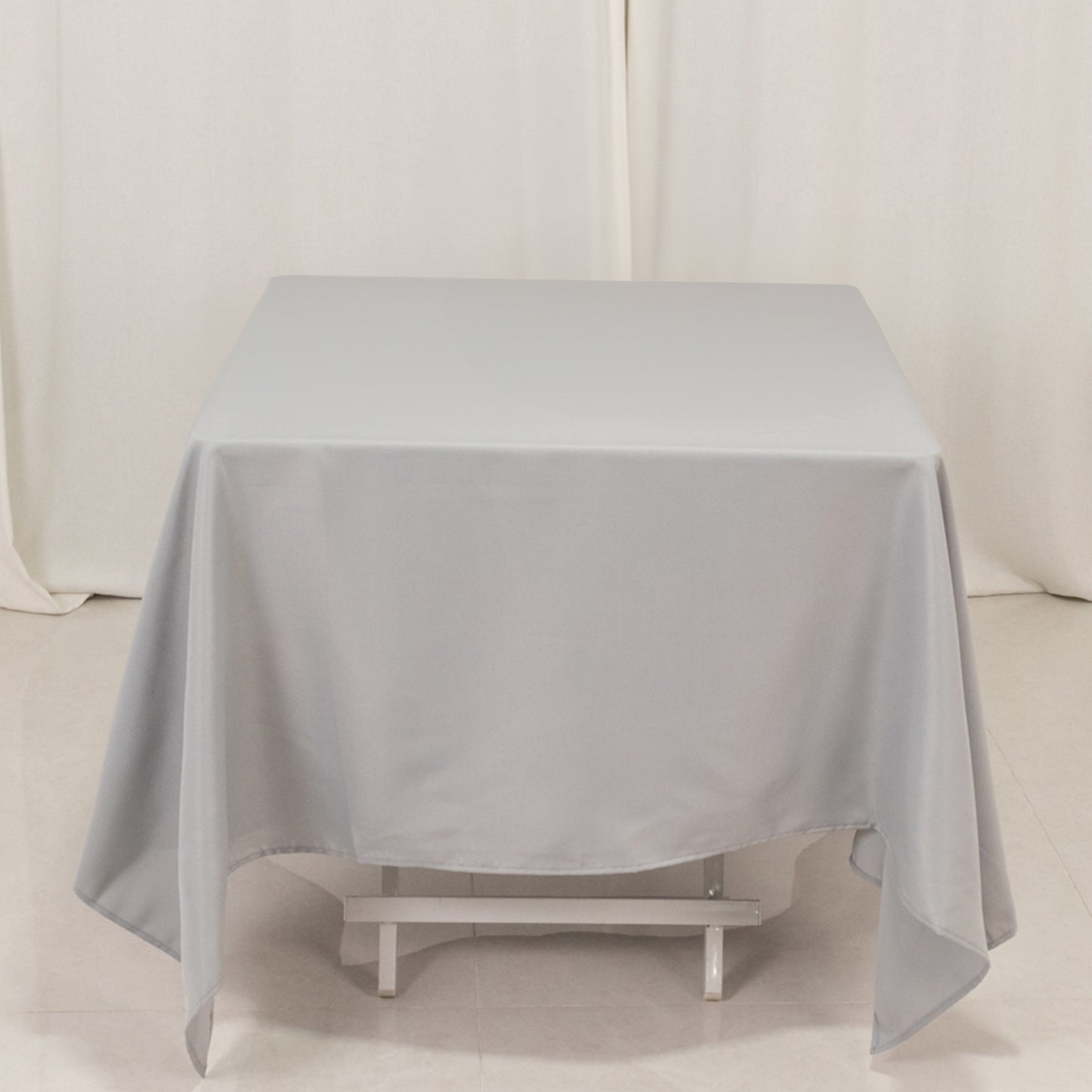 70"x70" Silver Premium Seamless Polyester Square Tablecloth - 220GSM