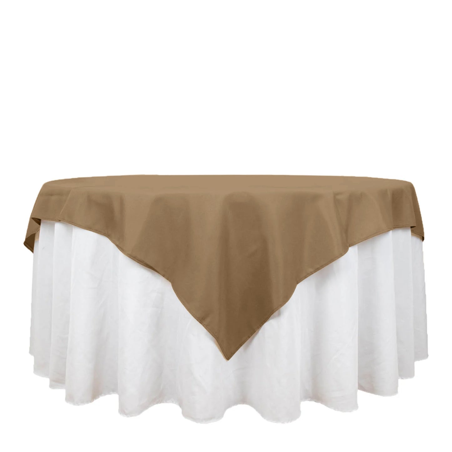 70"x70" Taupe Seamless Polyester Square Table Overlay