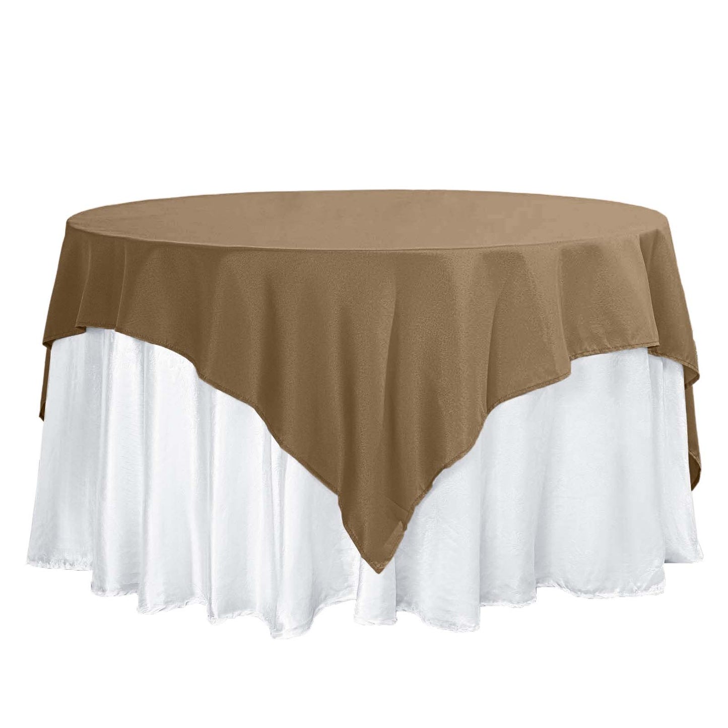 70"x70" Taupe Seamless Polyester Square Table Overlay