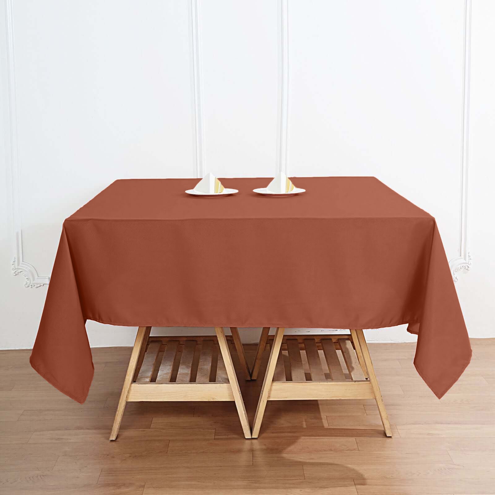 Terracotta (Rust) Polyester Square Tablecloth 70"x70"
