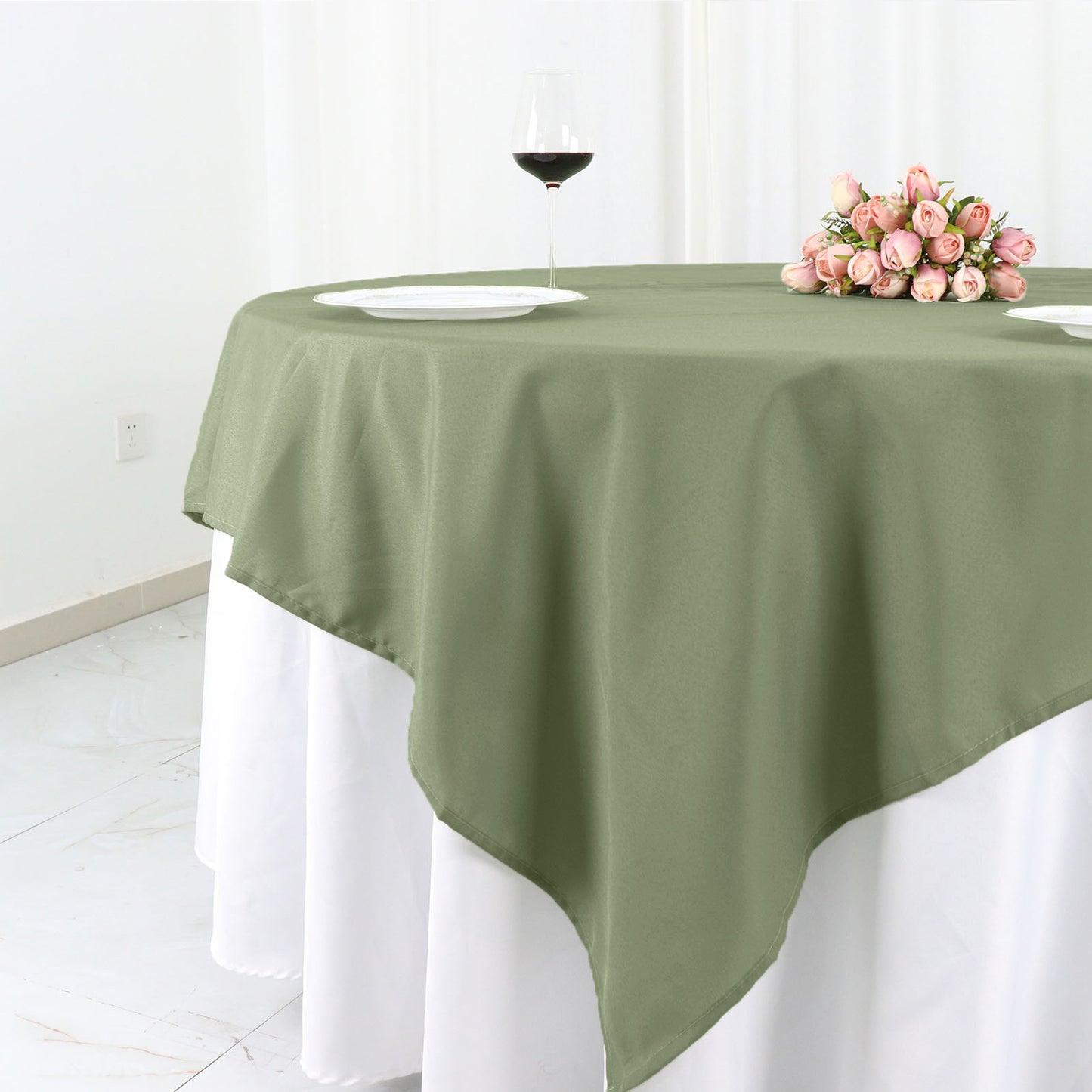 90"x90" Dusty Sage Green Seamless Square Polyester Overlay