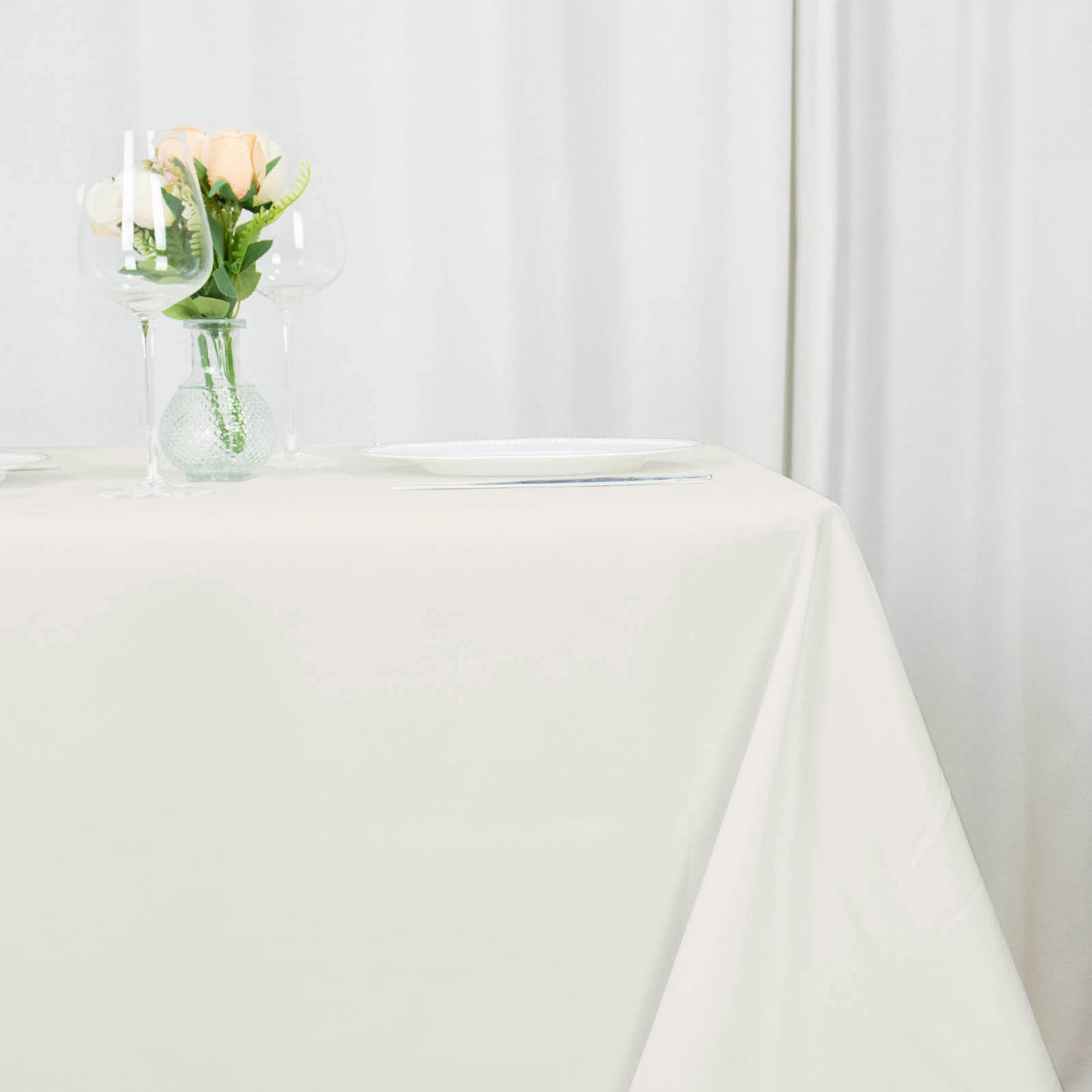 90"x90" Ivory Seamless Premium Polyester Square Tablecloth - 220GSM