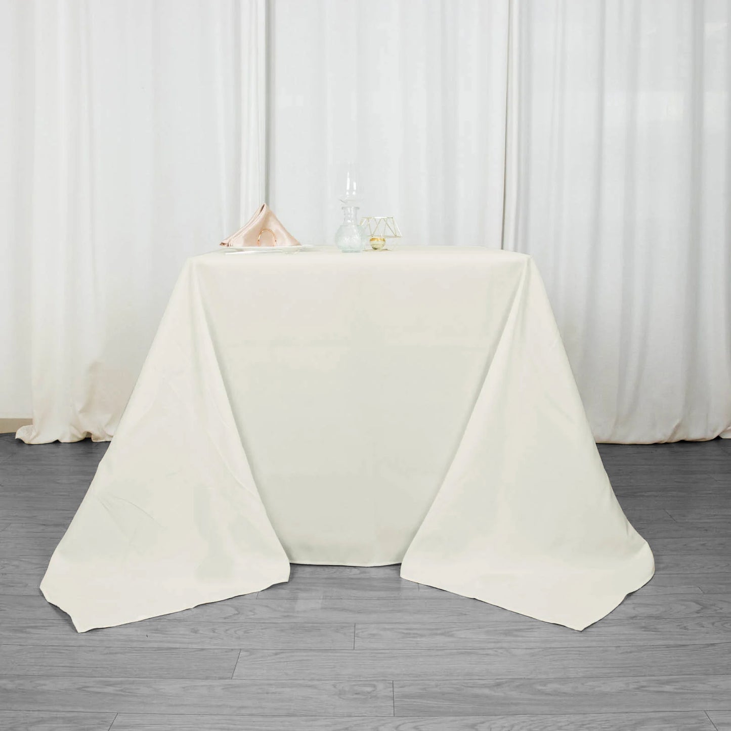 90"x90" Ivory Seamless Premium Polyester Square Tablecloth - 220GSM