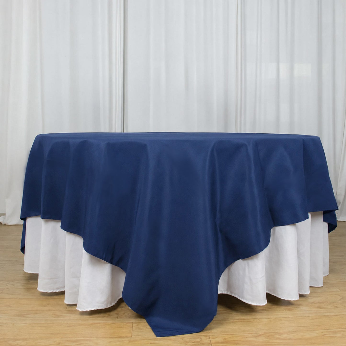 90"x90" Navy Blue Seamless Premium Polyester Square Table Overlay - 220GSM