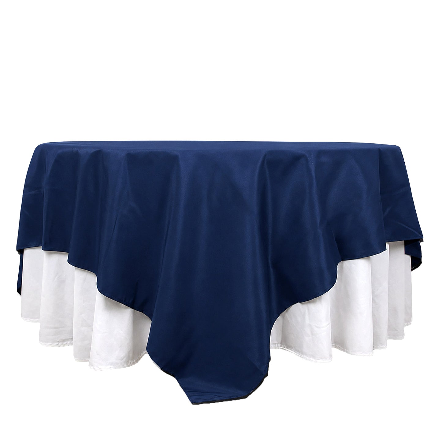 90"x90" Navy Blue Seamless Premium Polyester Square Table Overlay - 220GSM