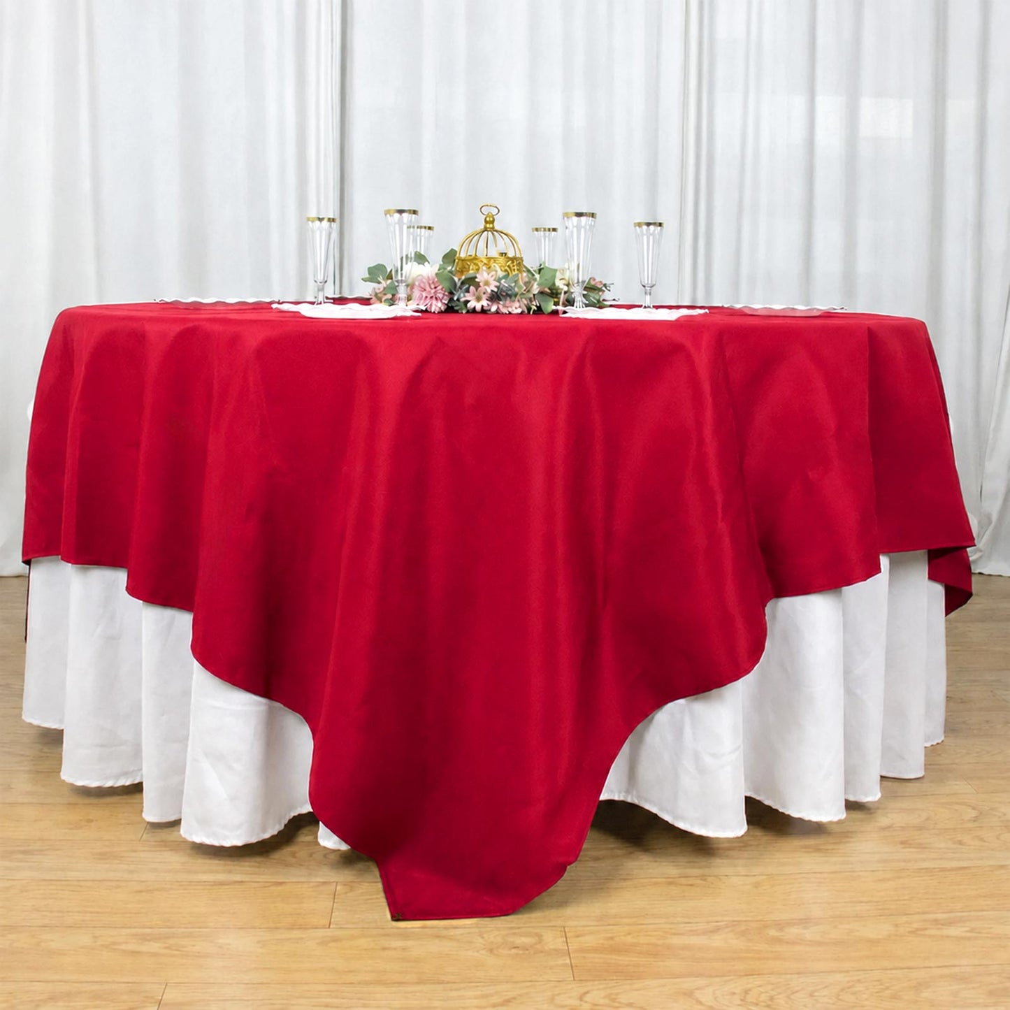 90"x90" Wine Seamless Premium Polyester Square Table Overlay - 220GSM