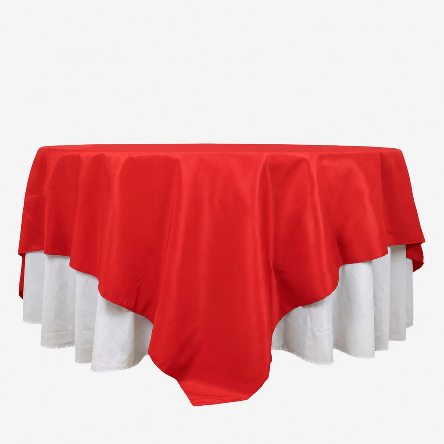 90"x90" Red Seamless Premium Polyester Square Table Overlay - 220GSM
