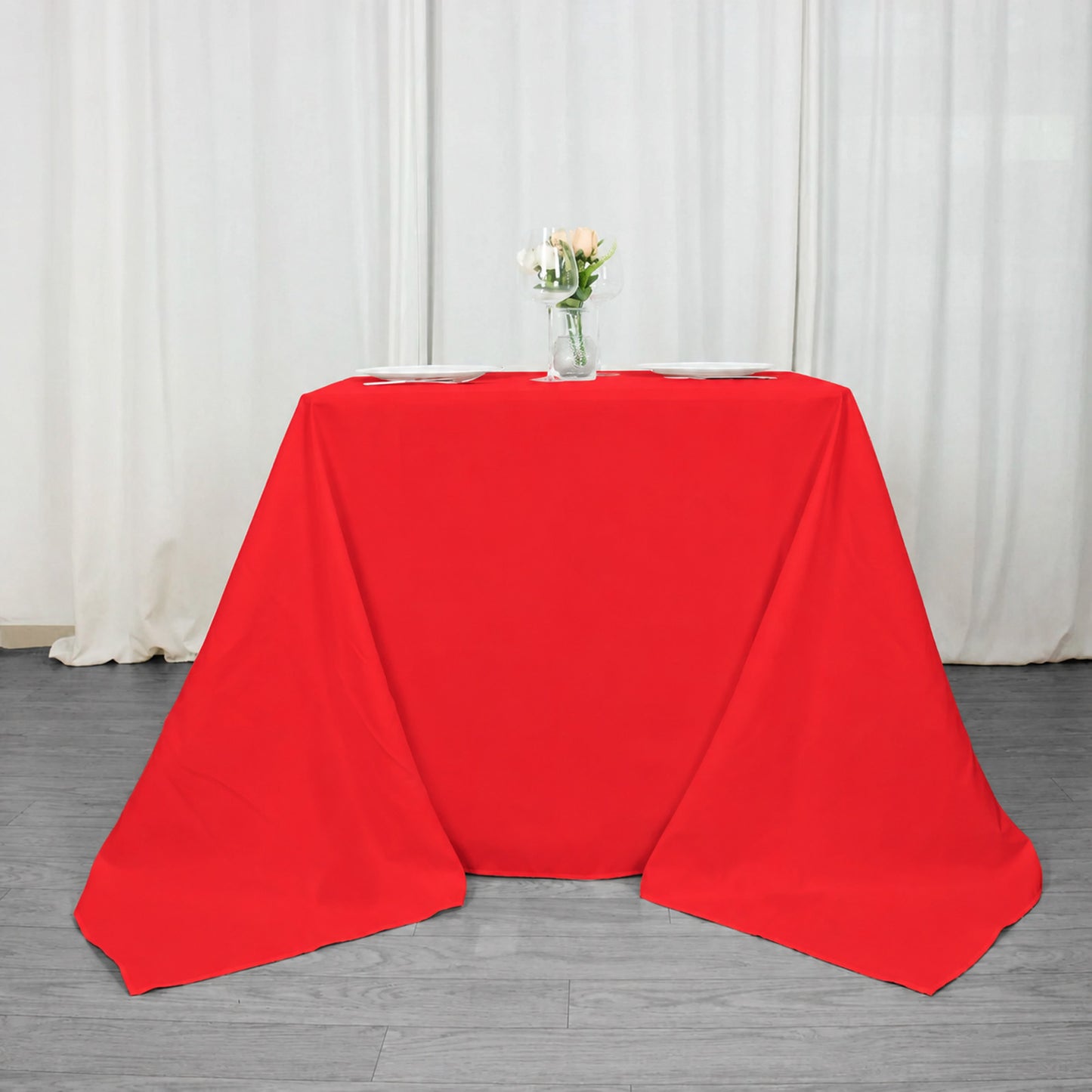 90"x90" Red Seamless Premium Polyester Square Tablecloth - 220GSM