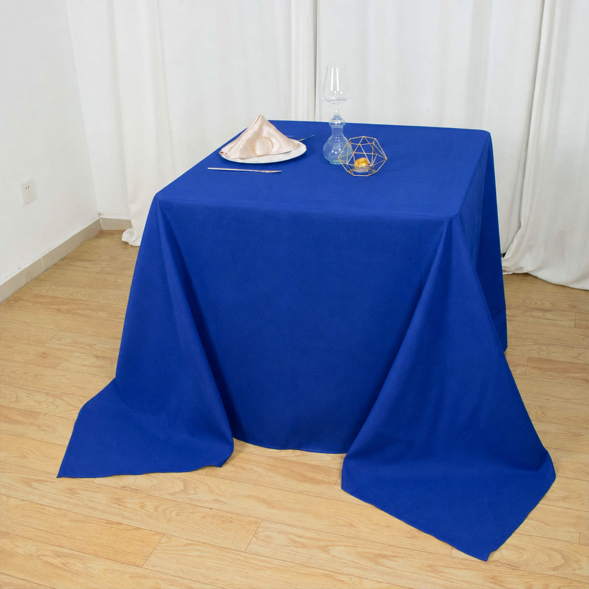 90"x90" Royal Blue Seamless Premium Polyester Square Tablecloth - 220GSM