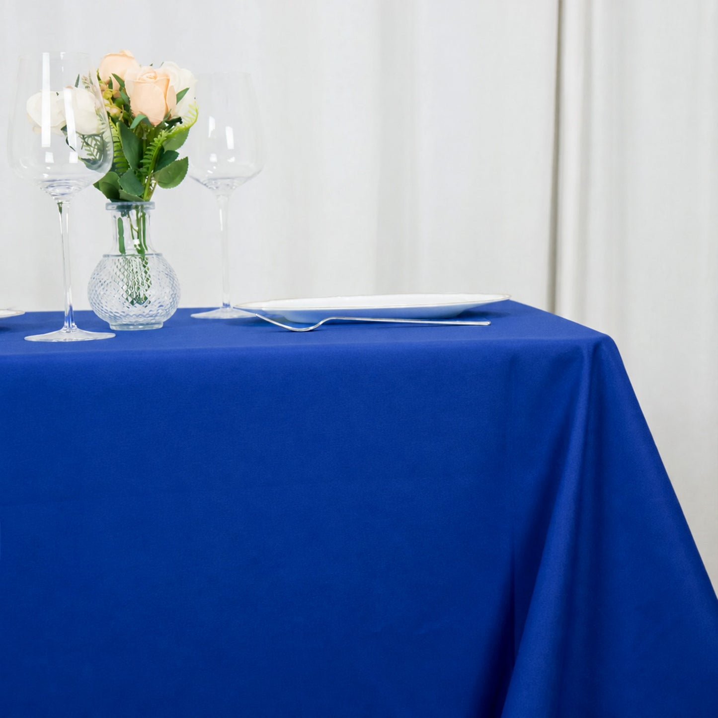 90"x90" Royal Blue Seamless Premium Polyester Square Tablecloth - 220GSM