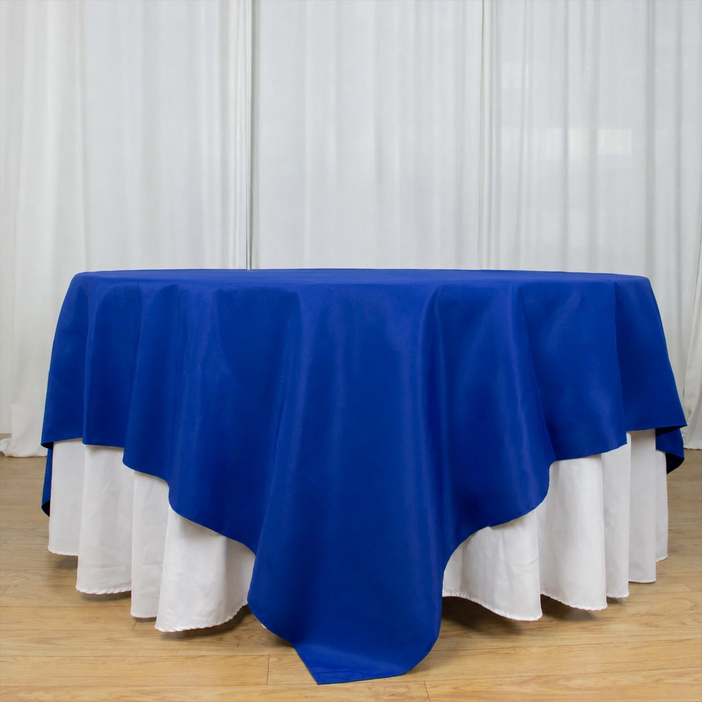 90"x90" Royal Blue Seamless Premium Polyester Square Table Overlay - 220GSM