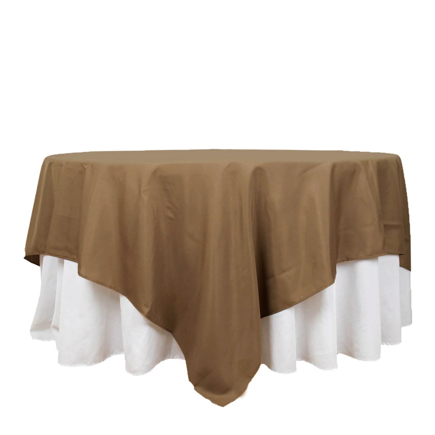 90"x90" Taupe Seamless Square Polyester Table Overlay