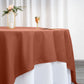 90 Inch Square Shaped Terracotta Colored Polyester Table Overlay