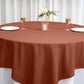 90 Inch Terracotta Colored Square Shape Polyester Table Overlay