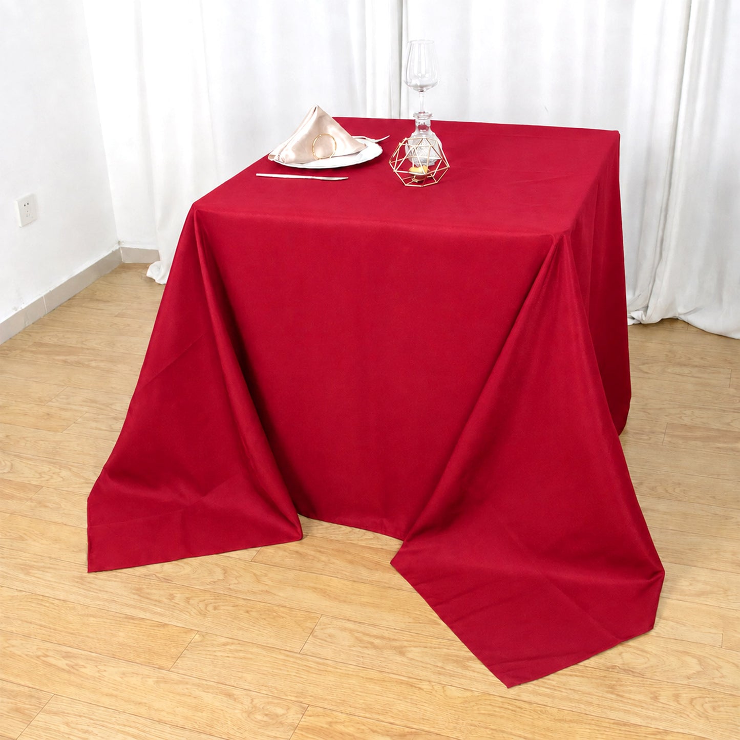 90"x90" Wine Seamless Premium Polyester Square Tablecloth - 220GSM