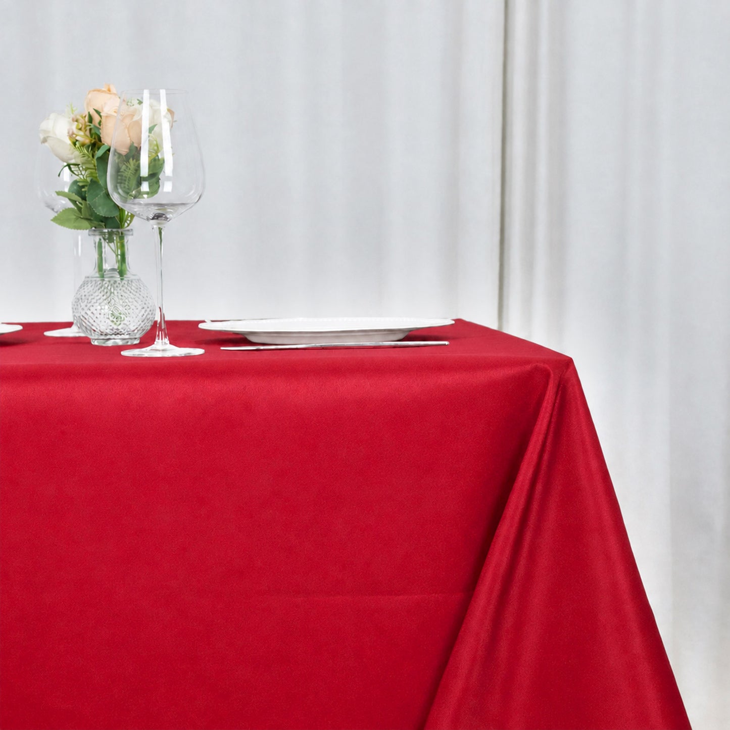 90"x90" Wine Seamless Premium Polyester Square Tablecloth - 220GSM