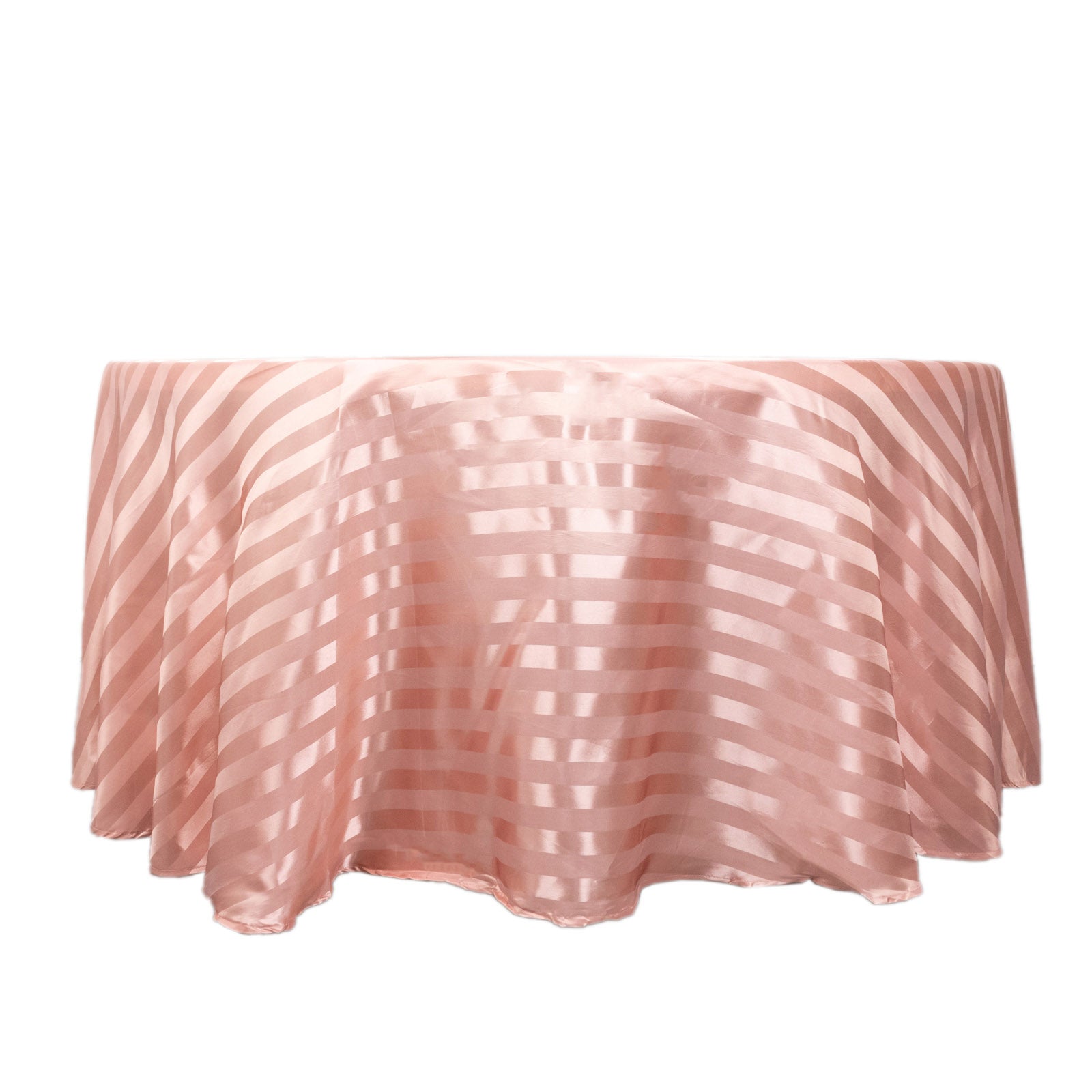 Dusty rose satin stripe seamless round tablecloth