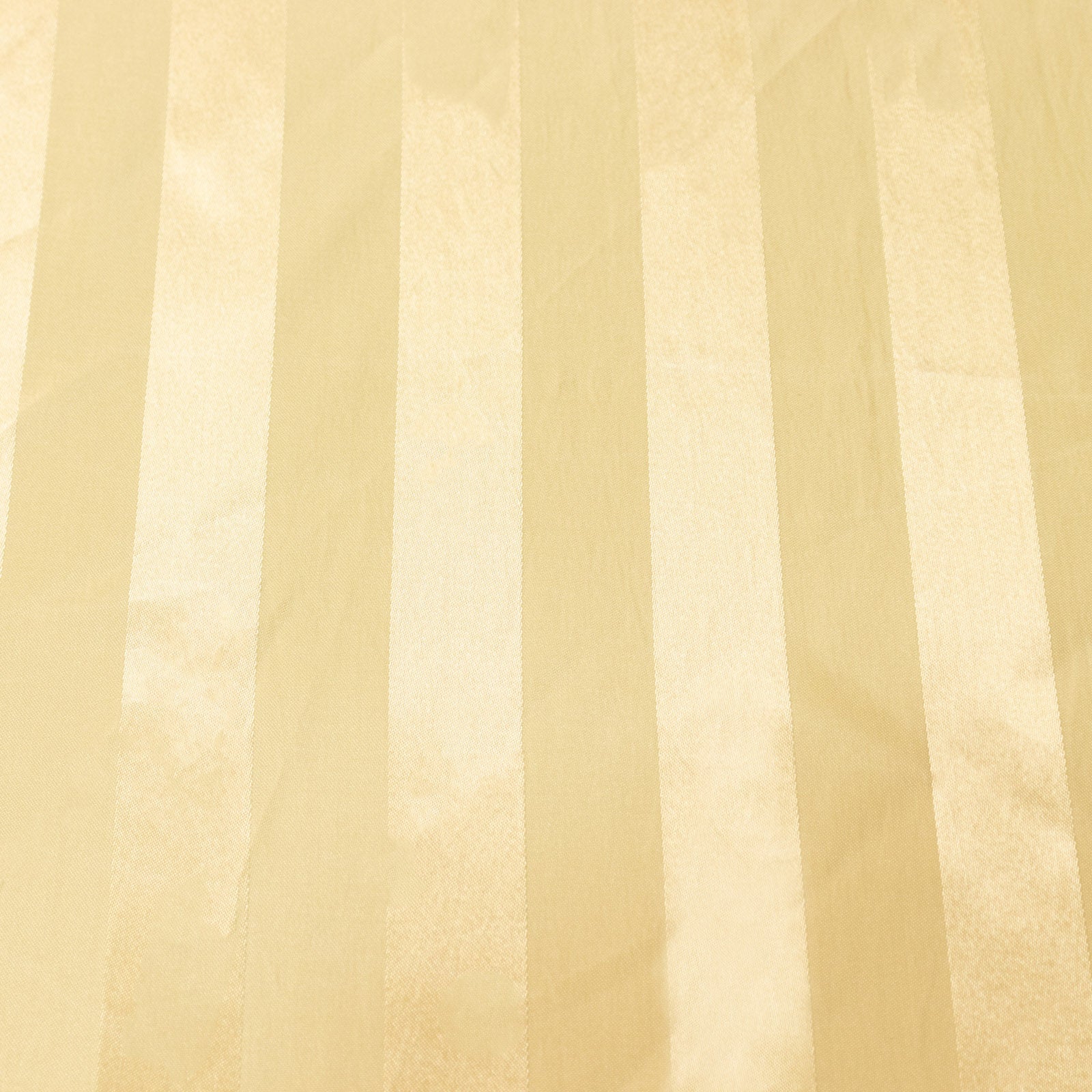 Champagne satin stripe round tablecloth, 120 inches.