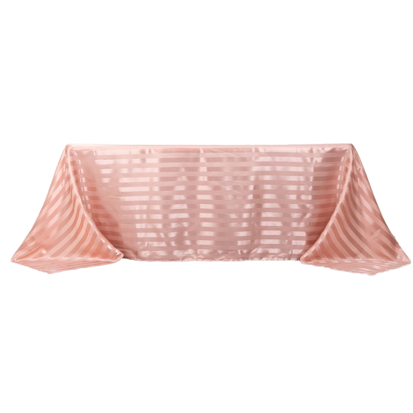 Dusty rose satin stripe rectangular tablecloth 90"x132