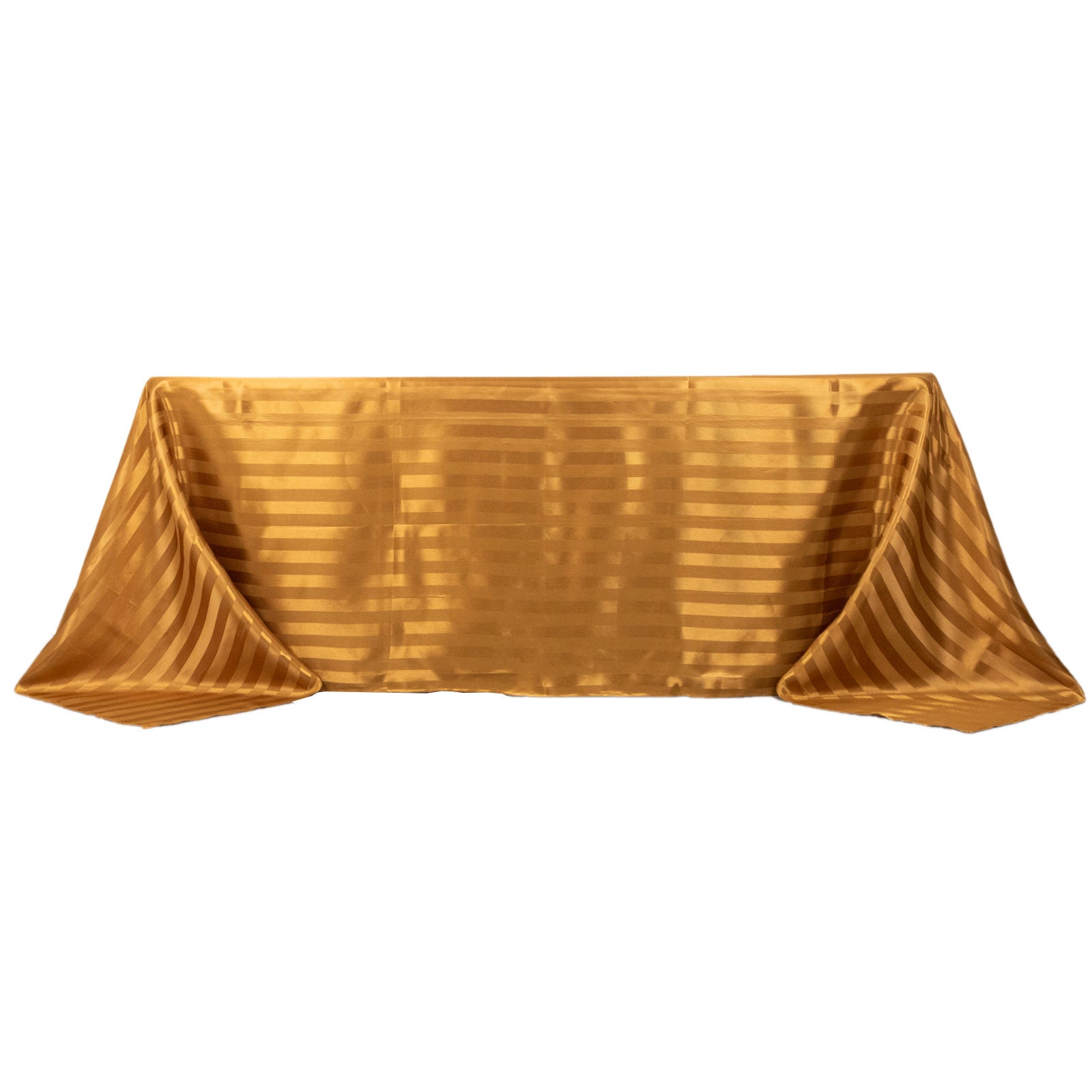 Gold satin stripe tablecloth, 90"x132", seamless design.