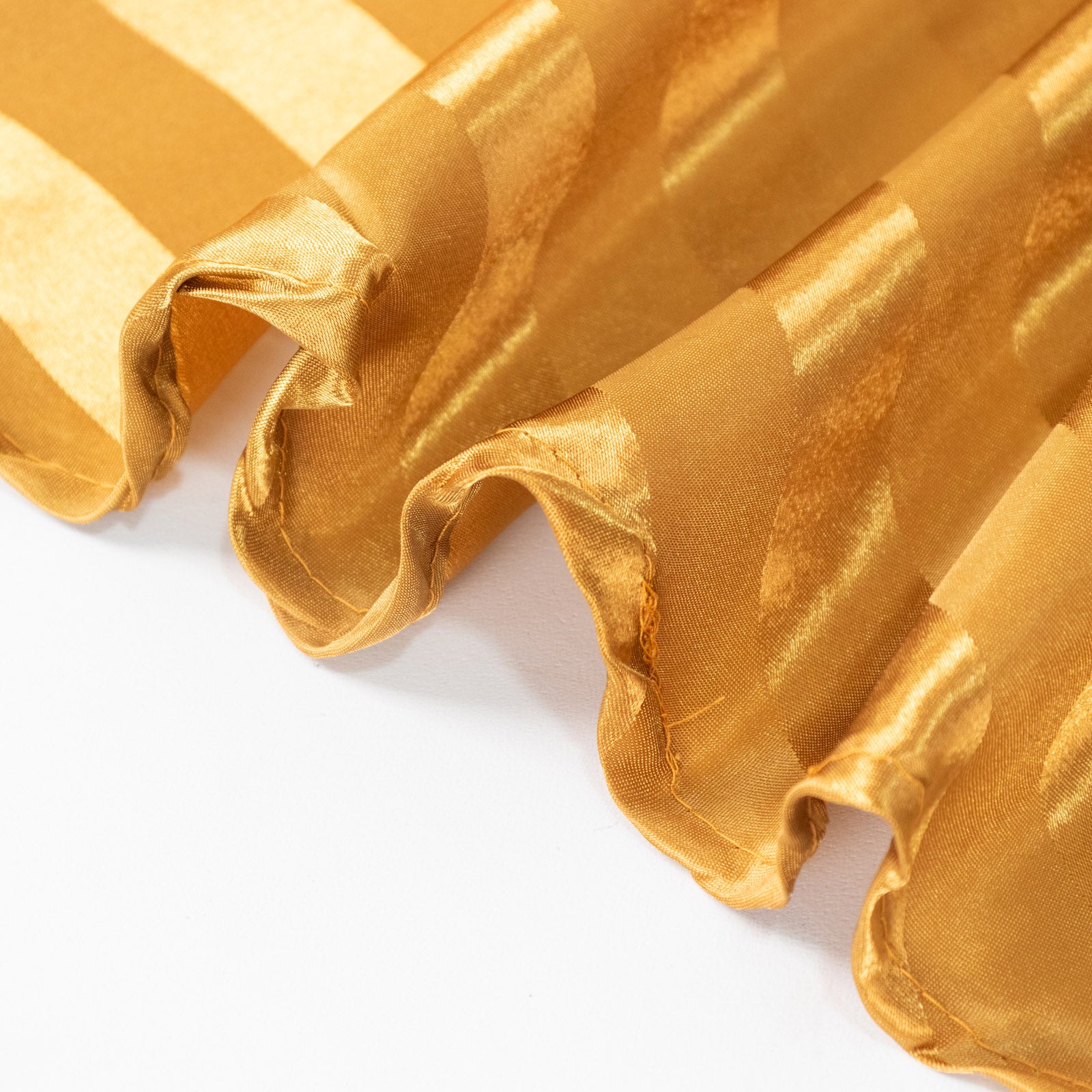 Gold satin stripe seamless tablecloth, 90"x132".